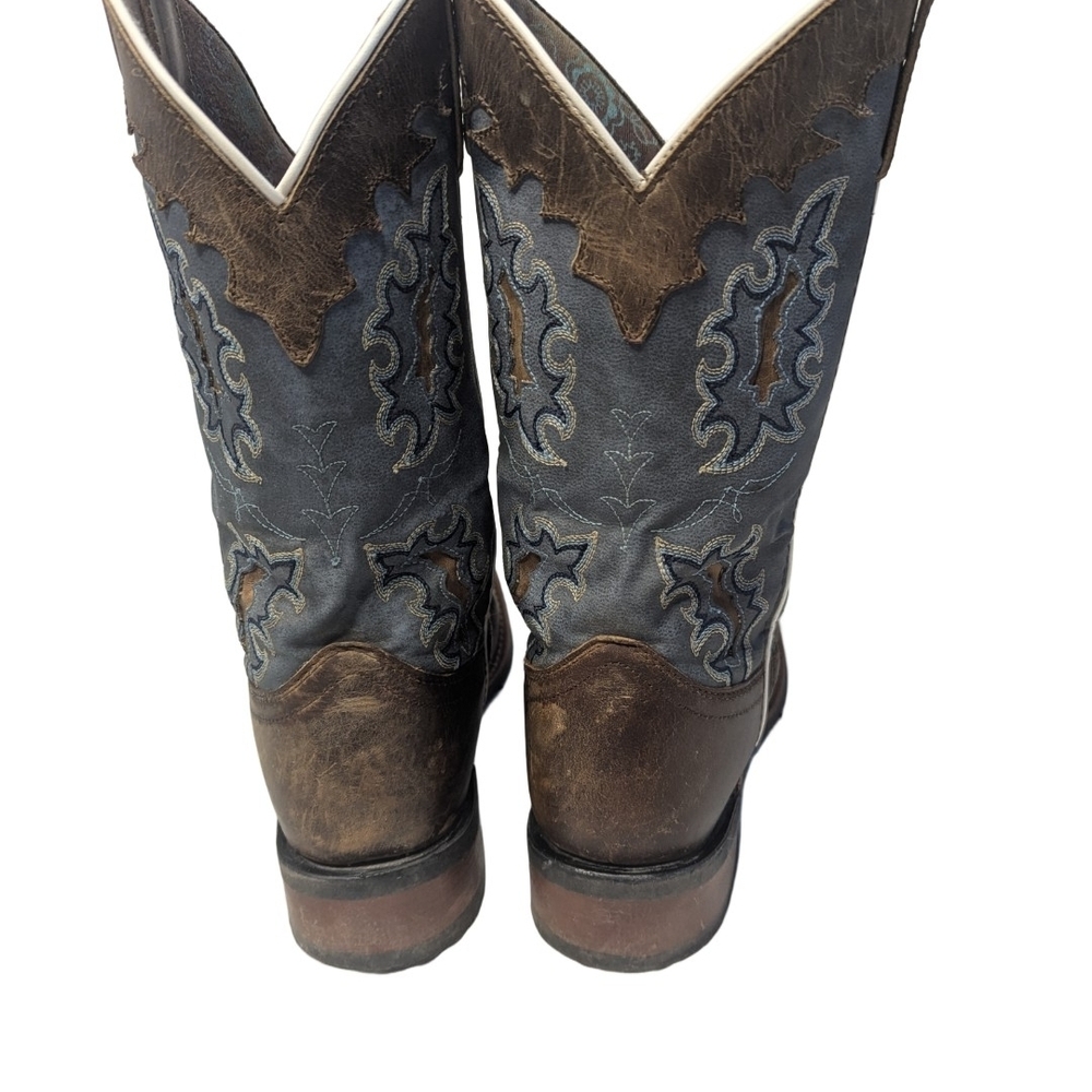 Laredo Women 5666 Isla Inlay Embroidery Square Toe Cowboy Blue Boot Size 8.5 - Picture 4 of 8